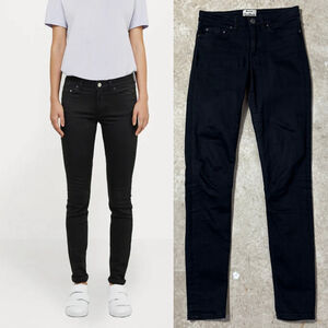 Acne Studios Skin 5 Black Jeans Women's Size 25 Skinny Zipper Fly Denim